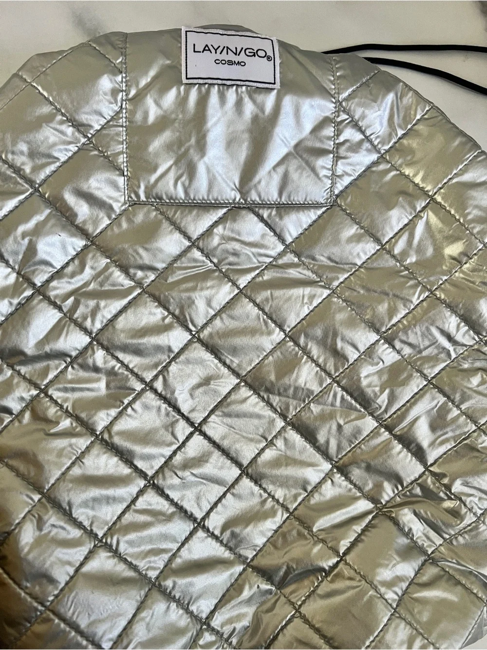 Lay-n-Go Cosmo Layflat Cosmetic & Makeup Bag Organizer, 20 in, Metallic Silver